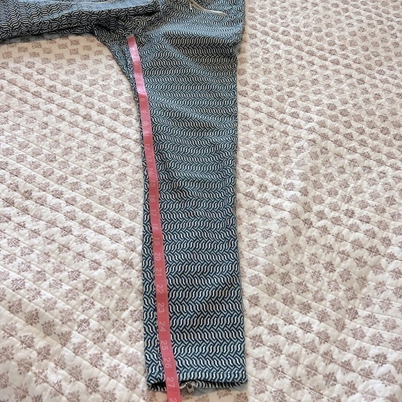 J. McLaughlin Baxter Jean Micro Aegean Link Print Zipper Ankles Navy Blue Size 2 - Picture 14 of 17